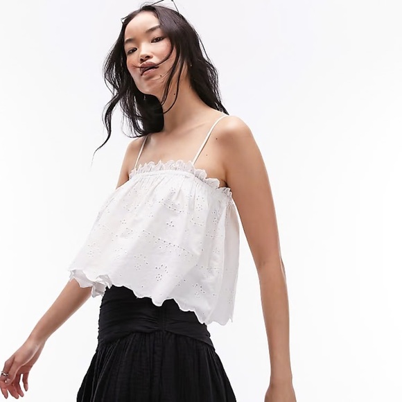 Topshop Tops - Nwt Topshop white eyelet flouncy top